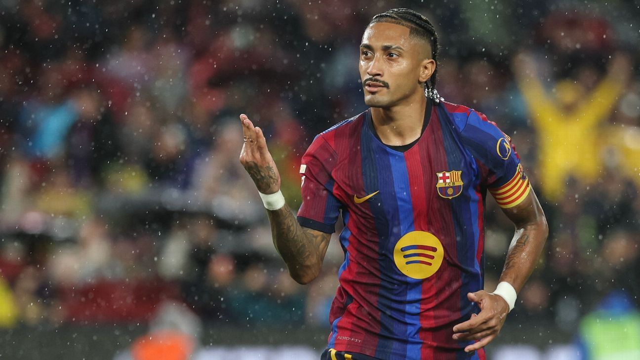 Raphinha laver hattrick, mens Barcelona scorer 7 og sætter rekordstart